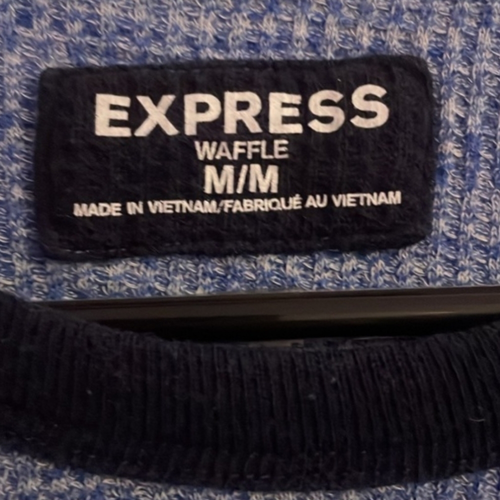 Express Blue Waffle Knit Long Sleeve Swester- SIZE MEDIUM